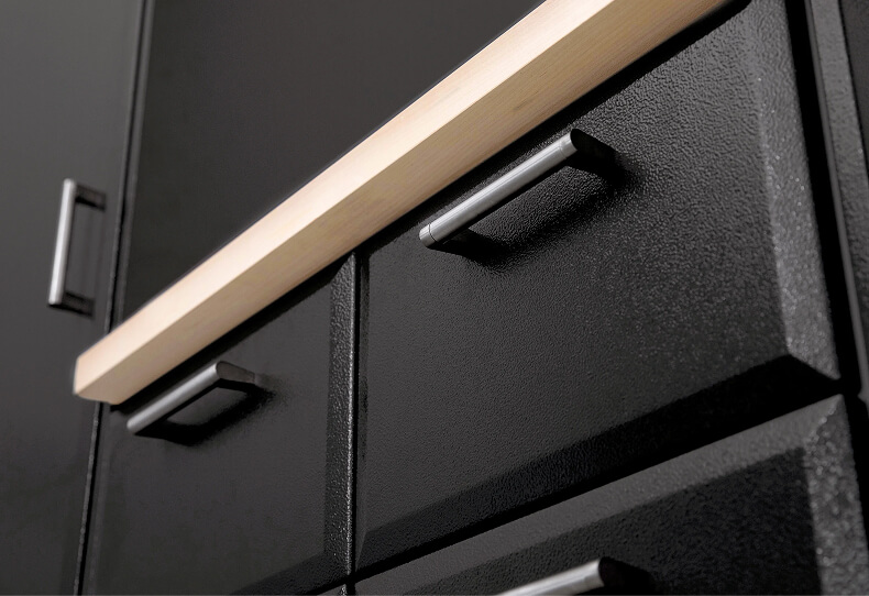 X-Clad powder-coated garage cabinet drawers